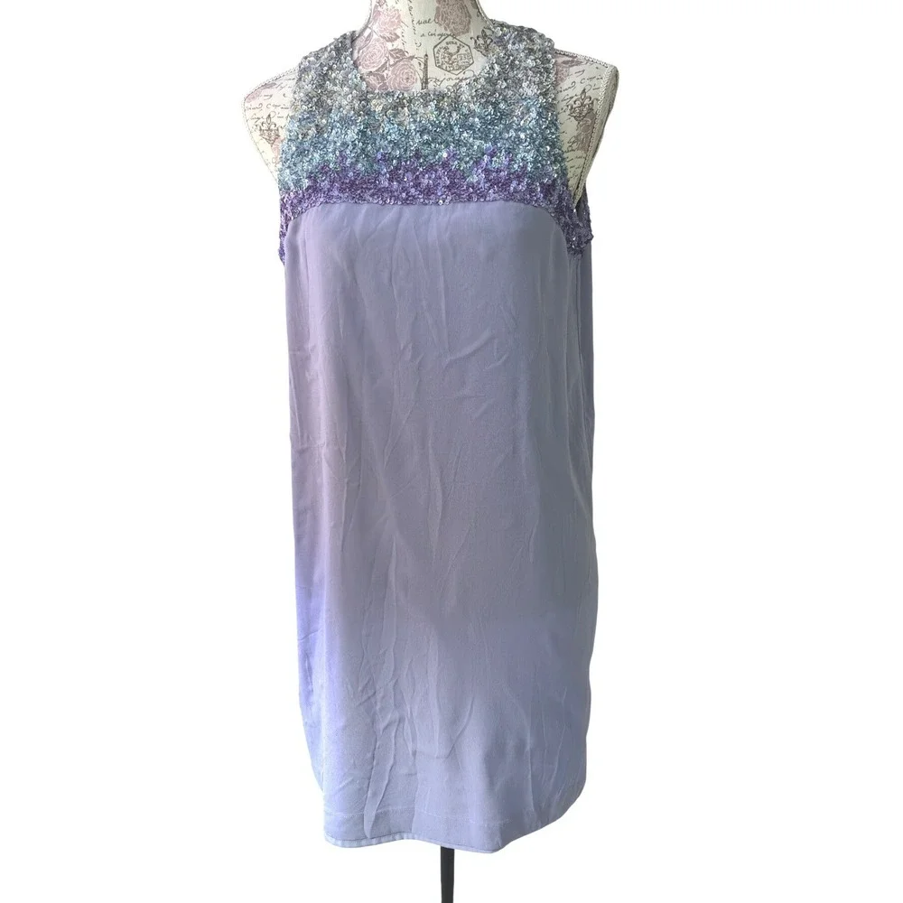 french connection purple sequin dress NWT French Connection Beaded‎ Sequin Lavender Sheath Dress Size 10